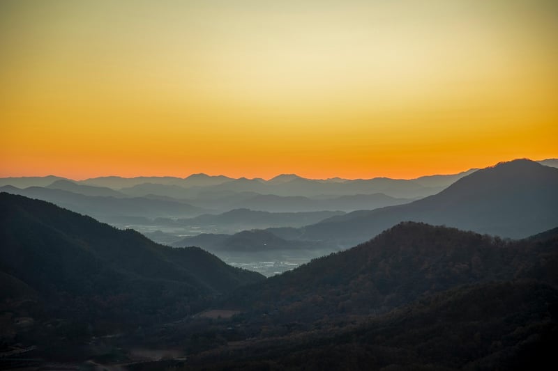 Sunrise over a local village
